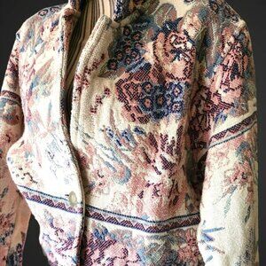 Vintage 80s Floral Tapestry Jacket – One Size